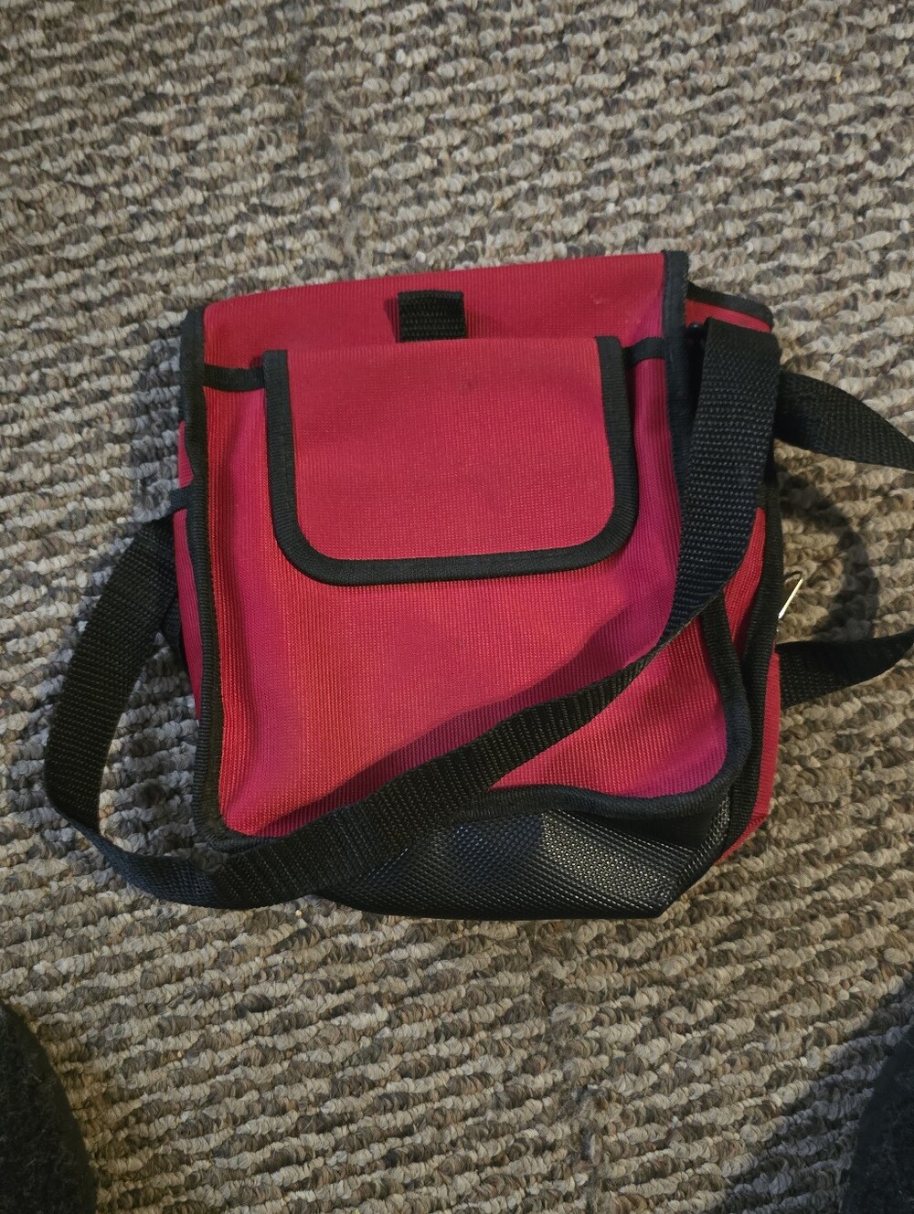 Red Crossbody Shoulder Bag with Black Trim